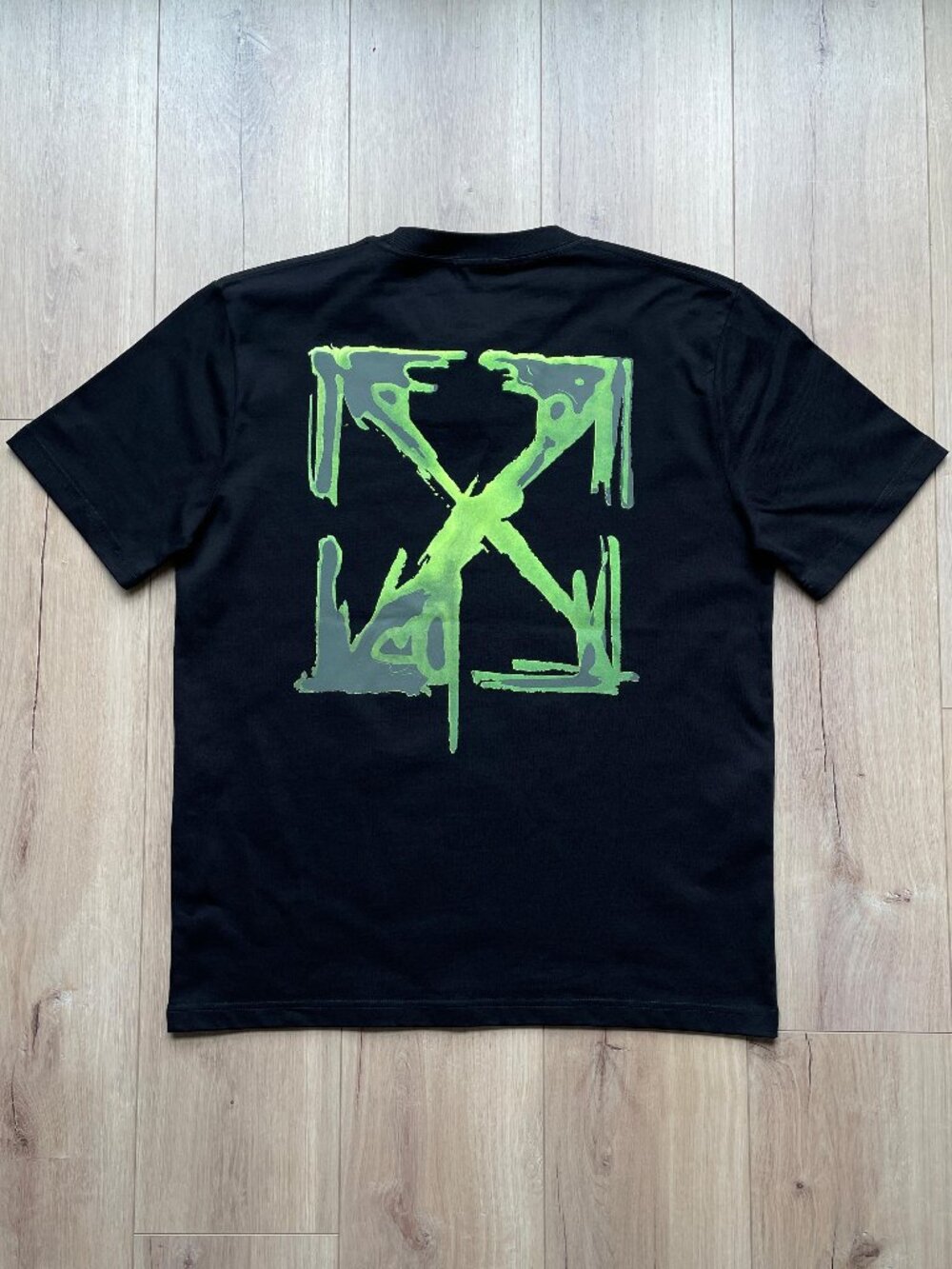 L Off-White Men's Black Casual T-Shirt Short Sleeve Cotton